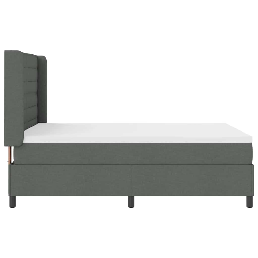Postel S Boxspringem S Matrací Tmavě Šedá 190 X 140 Cm Textil
