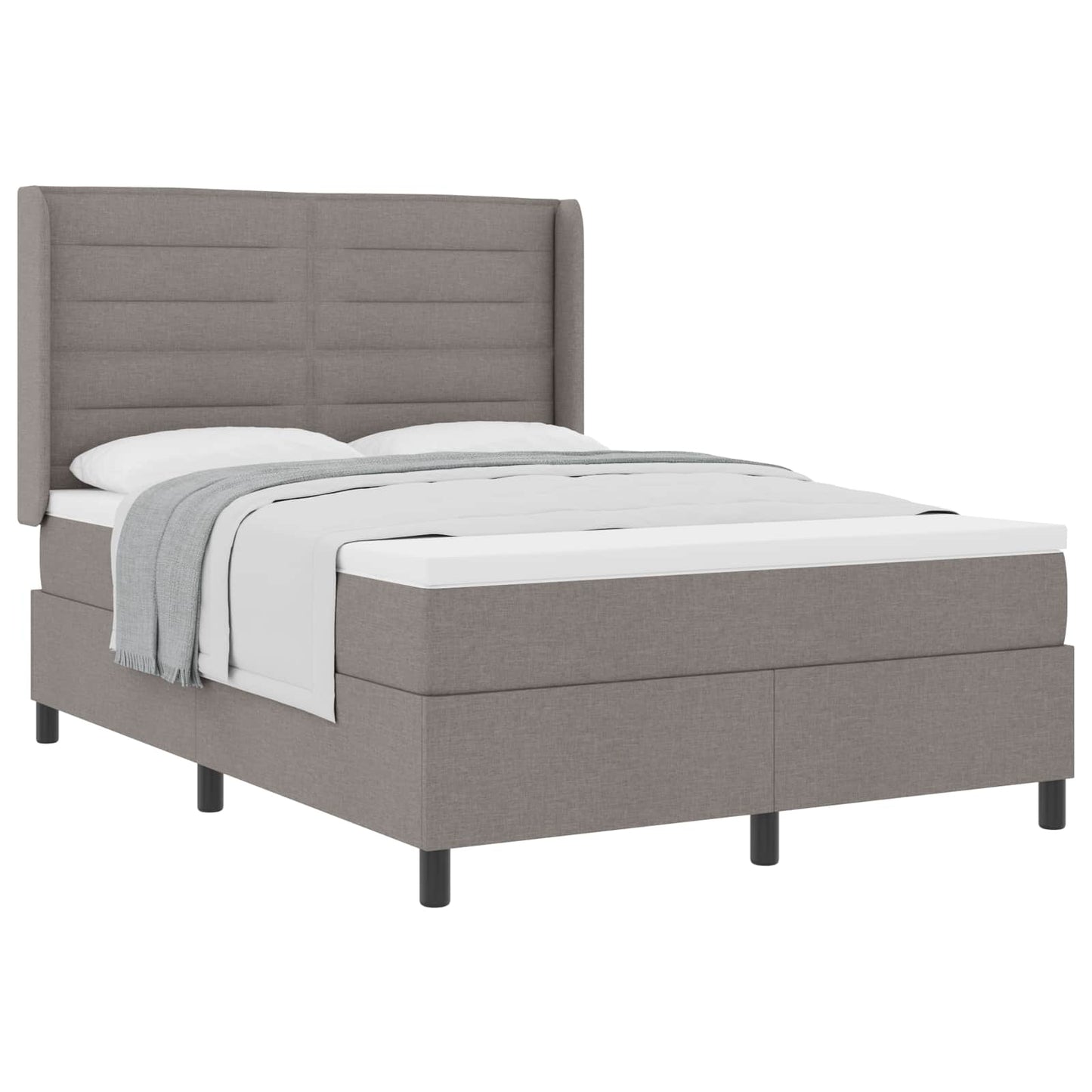 Postel S Boxspringem S Matrací S Čelo Taupe 190 X 140 Cm Textil