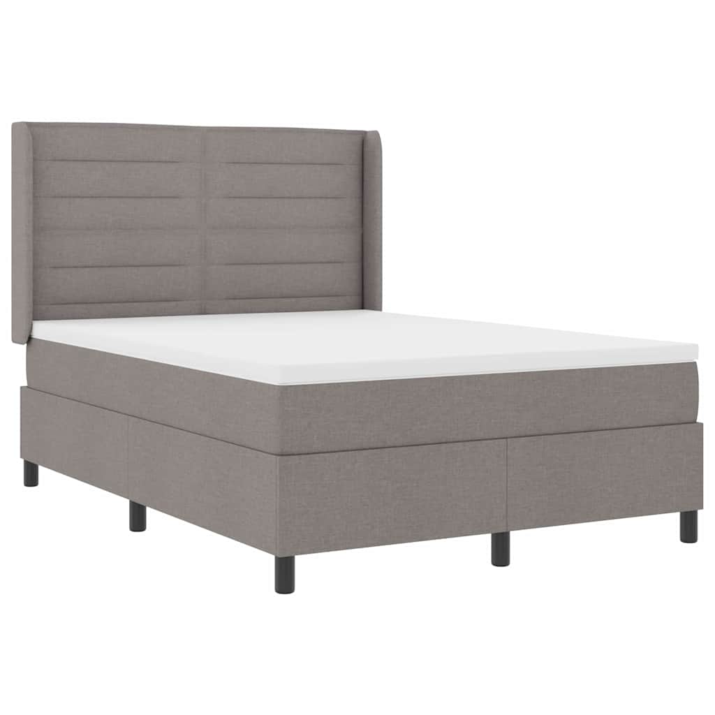 Postel S Boxspringem S Matrací S Čelo Taupe 190 X 140 Cm Textil