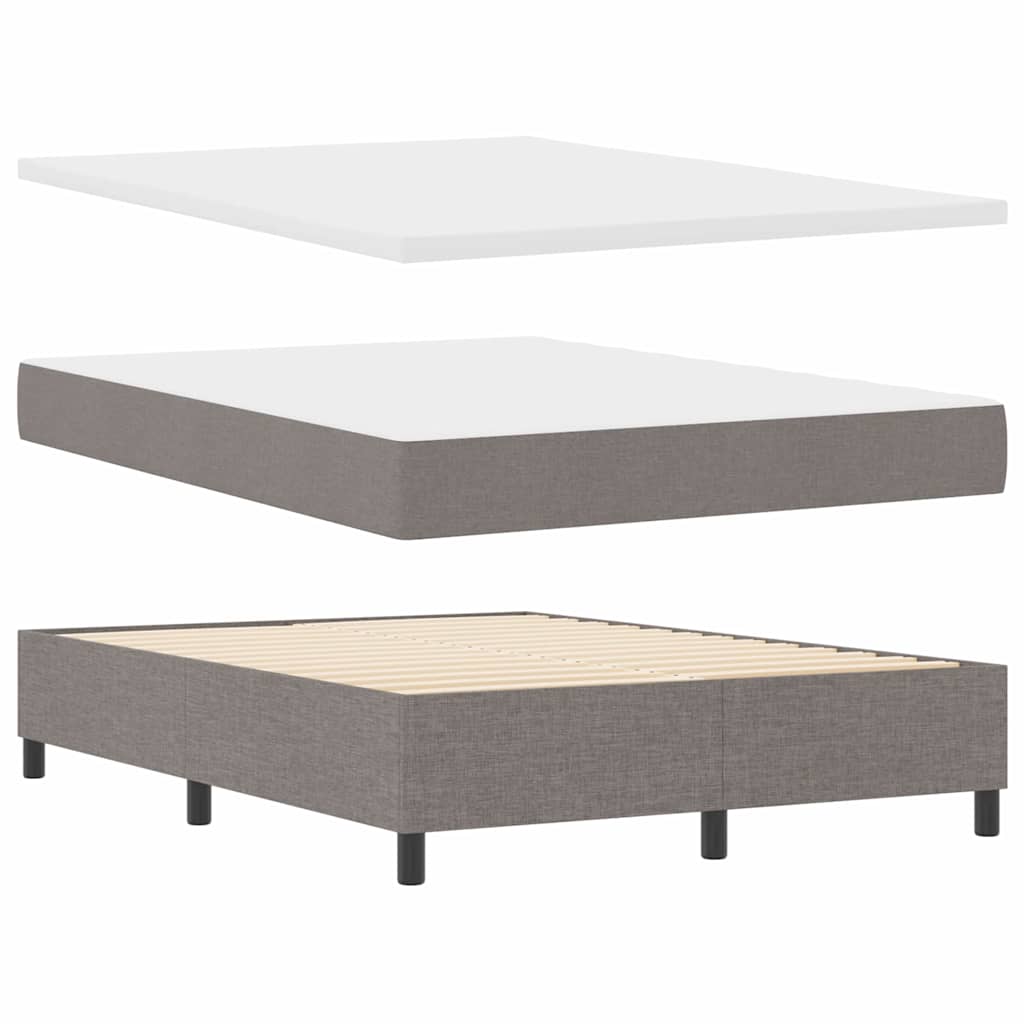 Postel S Boxspringem S Matrací S Čelo Taupe 190 X 140 Cm Textil