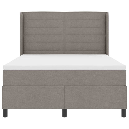 Postel S Boxspringem S Matrací S Čelo Taupe 190 X 140 Cm Textil