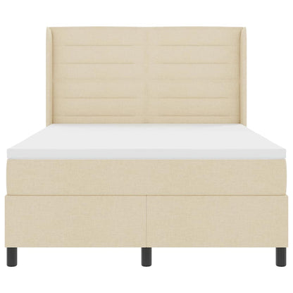 Postel S Boxspringem S Matrací Krémová 190 X 140 Cm Textil
