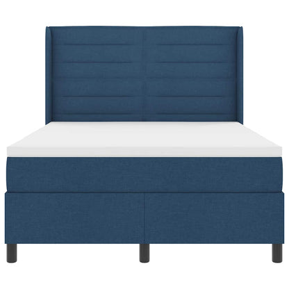 Postel S Boxspringem S Matrací S Čelo Modrá 190 X 140 Cm Textil