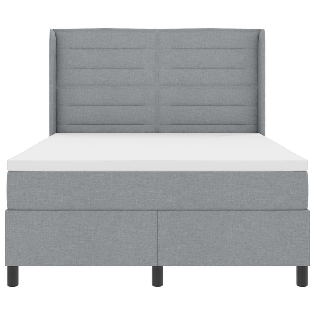 Postel S Boxspringem S Matrací Světle Šedá 200 X 140 Cm Textil