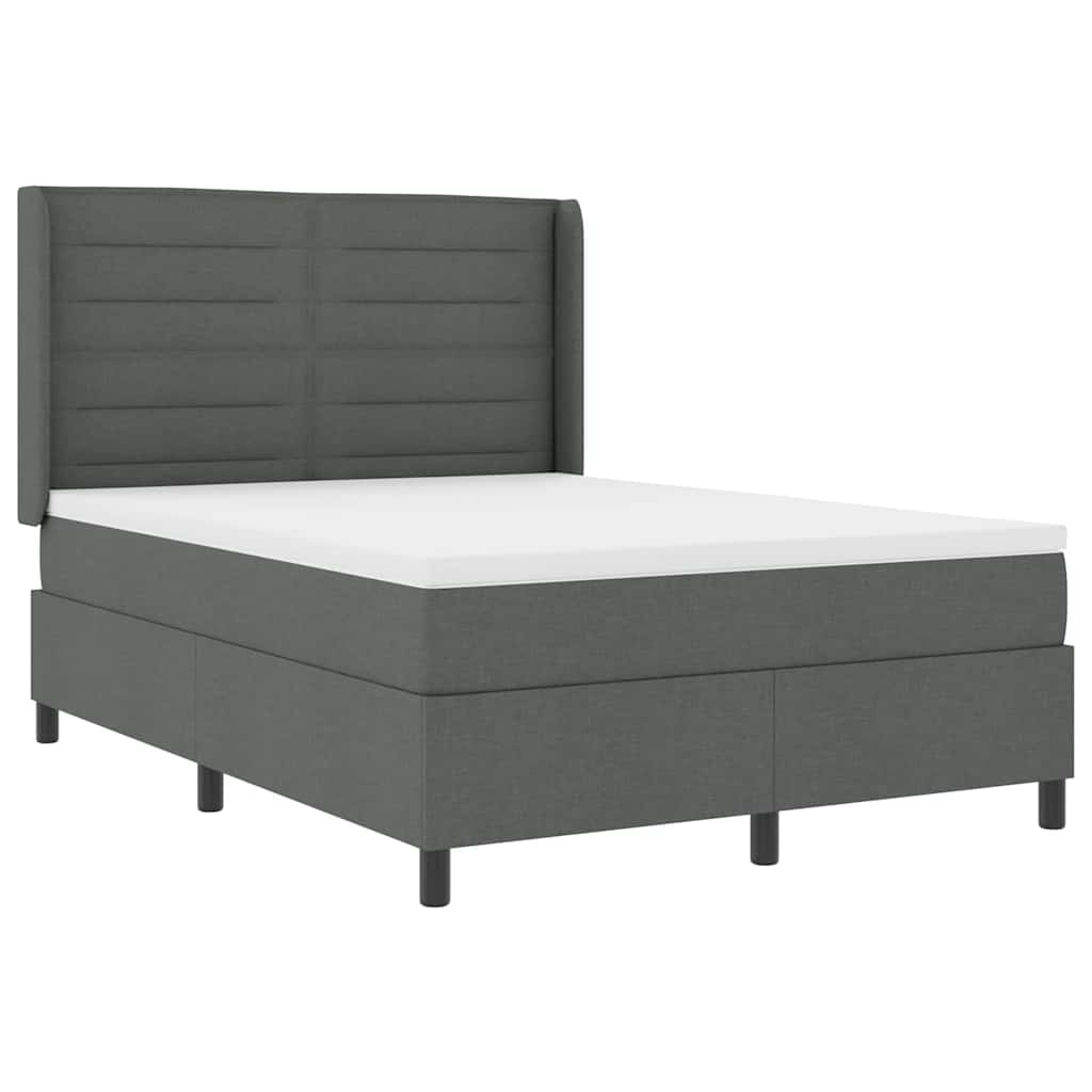 Postel S Boxspringem S Matrací Tmavě Šedá 200 X 140 Cm Textil