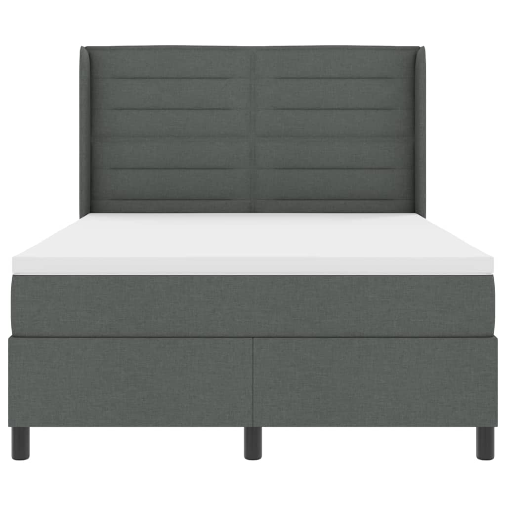 Postel S Boxspringem S Matrací Tmavě Šedá 200 X 140 Cm Textil