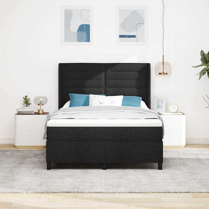 Postel S Boxspringem S Matrací S Čelo Černý 200 X 140 Cm Textil