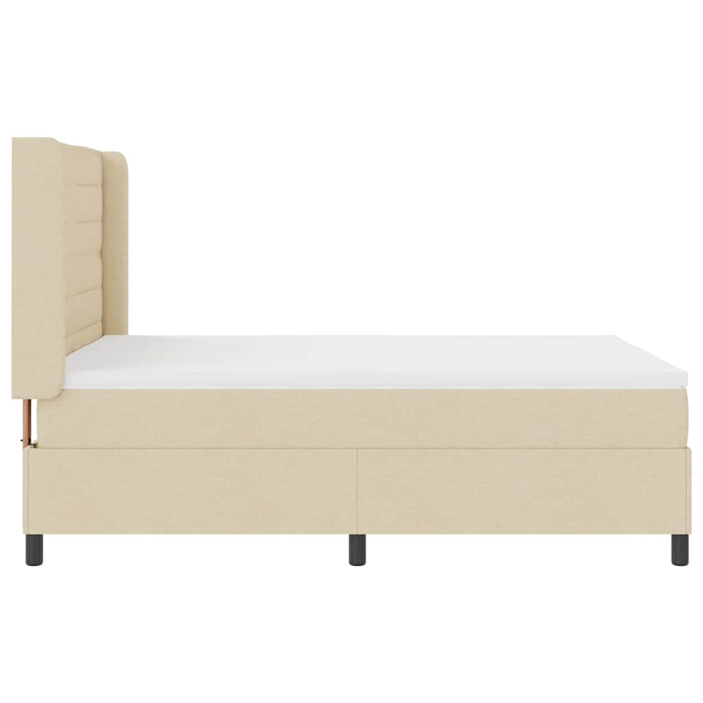 Postel S Boxspringem S Matrací Krémová 200 X 140 Cm Textil