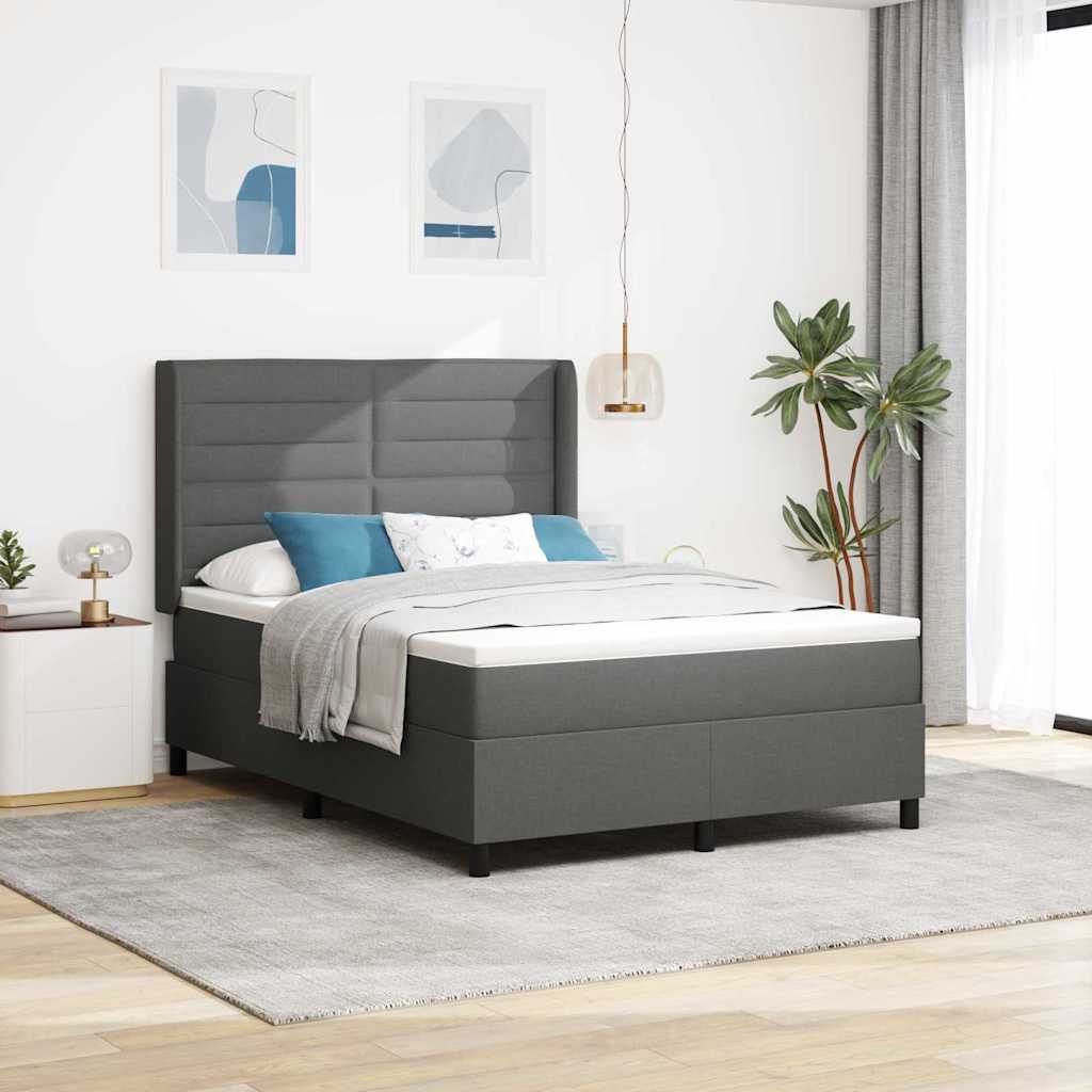 Postel S Boxspringem S Matrací Tmavě Šedá 200 X 160 Cm Textil