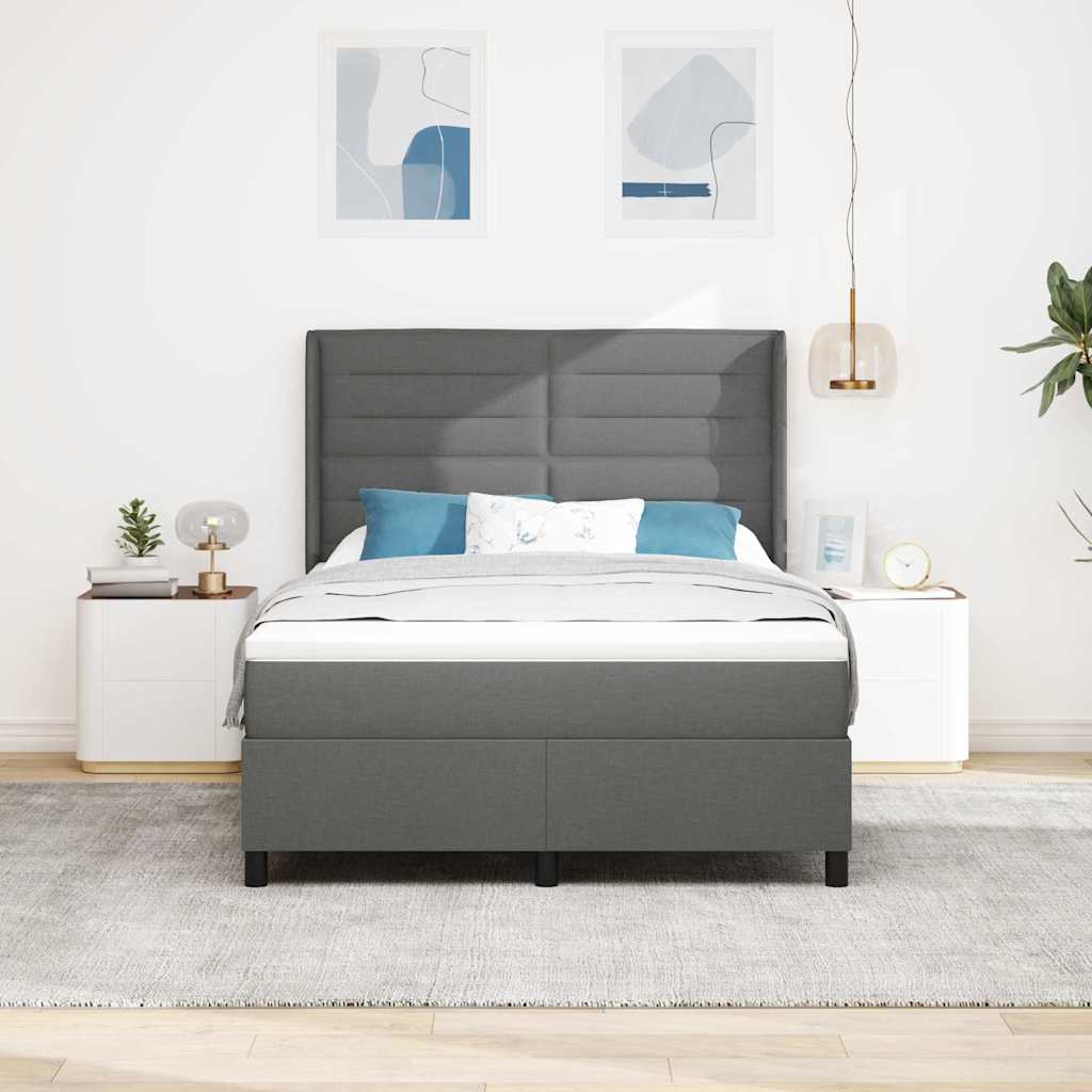 Postel S Boxspringem S Matrací Tmavě Šedá 200 X 160 Cm Textil
