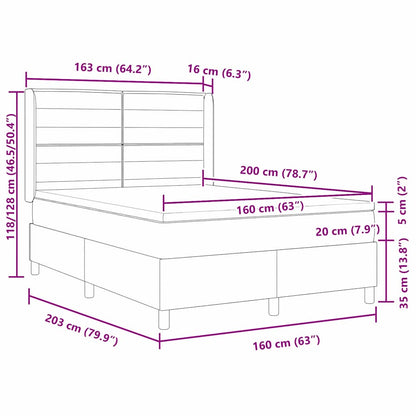 Postel S Boxspringem S Matrací Tmavě Šedá 200 X 160 Cm Textil