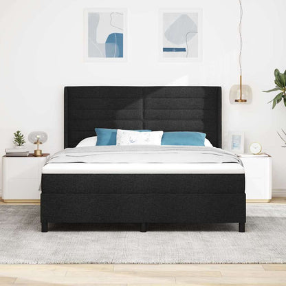 Postel S Boxspringem S Matrací S Čelo Černý 200 X 180 Cm Textil