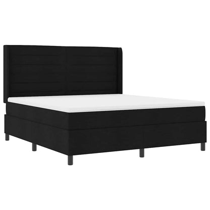 Postel S Boxspringem S Matrací S Čelo Černý 200 X 180 Cm Textil
