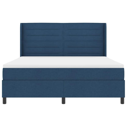 Postel S Boxspringem S Matrací S Čelo Modrá 200 X 180 Cm Textil