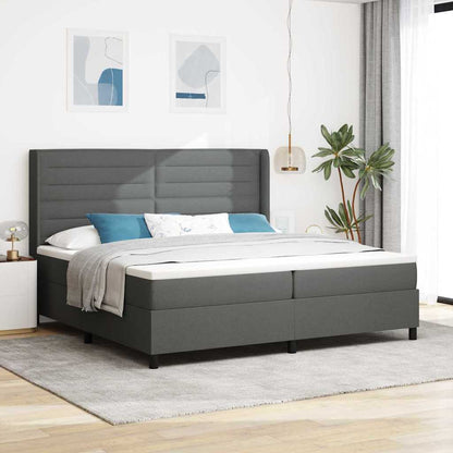 Postel S Boxspringem S Matrací Tmavě Šedá 200 X 200 Cm Textil