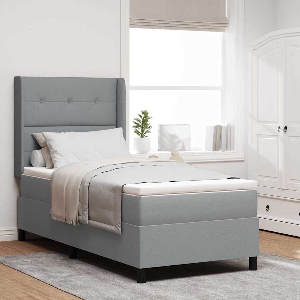Postel S Boxspringem S Polštářem Světle Šedá 200 X 80 Cm Textil