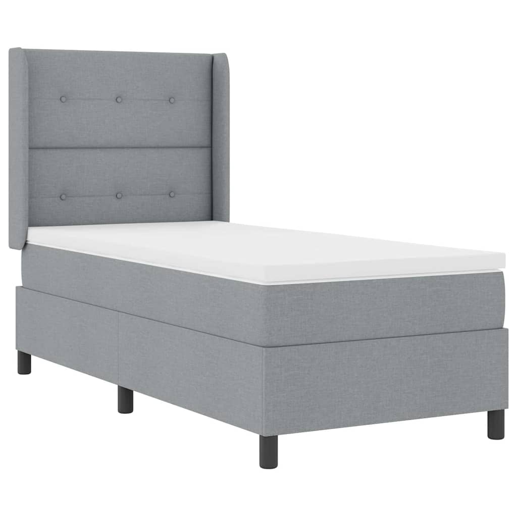 Postel S Boxspringem S Polštářem Světle Šedá 200 X 80 Cm Textil