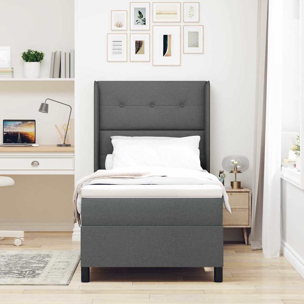 Postel S Boxspringem S Polštářem Tmavě Šedá 200 X 80 Cm Textil