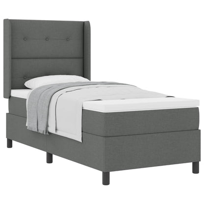 Postel S Boxspringem S Polštářem Tmavě Šedá 200 X 80 Cm Textil