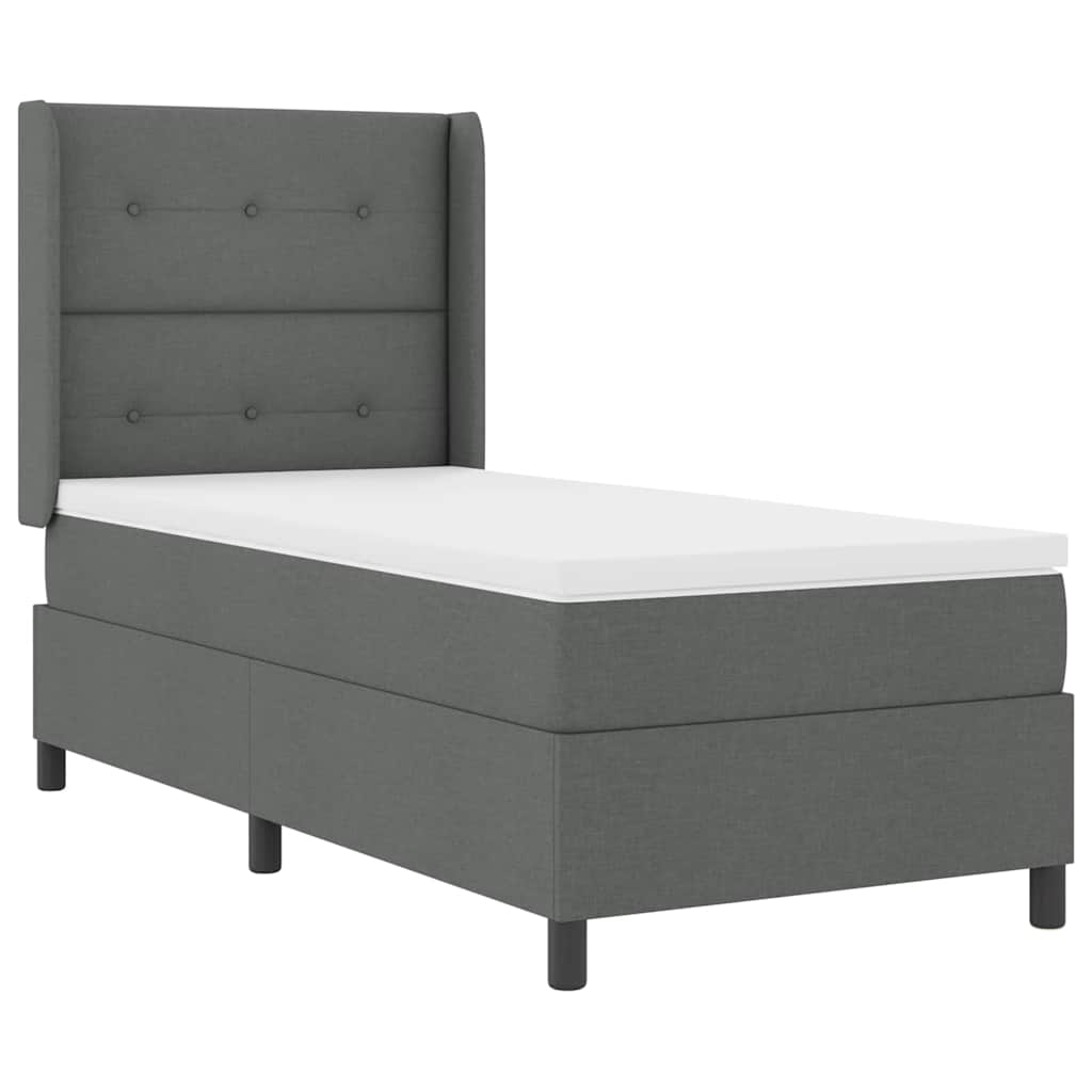 Postel S Boxspringem S Polštářem Tmavě Šedá 200 X 80 Cm Textil