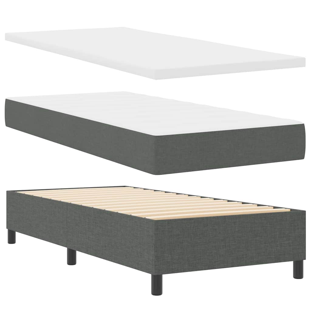Postel S Boxspringem S Polštářem Tmavě Šedá 200 X 80 Cm Textil