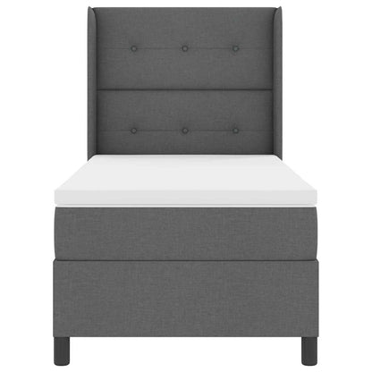 Postel S Boxspringem S Polštářem Tmavě Šedá 200 X 80 Cm Textil