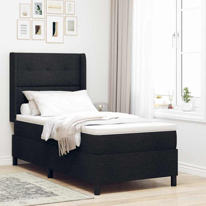 Postel S Boxspringem S Polštářem Černý 200 X 80 Cm Textil