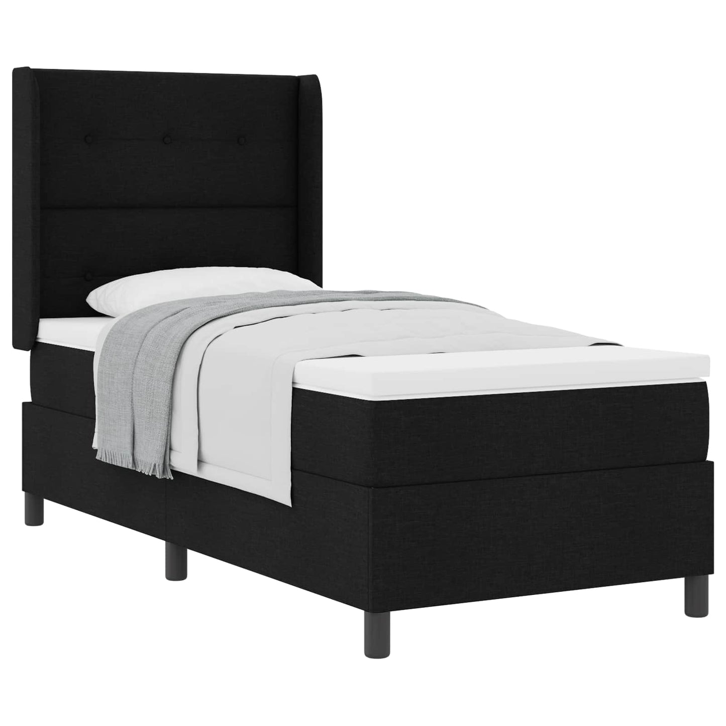 Postel S Boxspringem S Polštářem Černý 200 X 80 Cm Textil