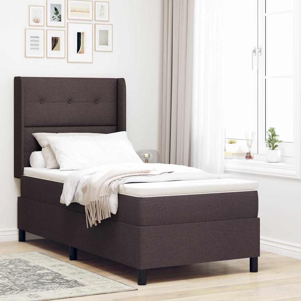 Postel S Boxspringem S Polštářem Tmavě Hnědá 200 X 80 Cm Textil