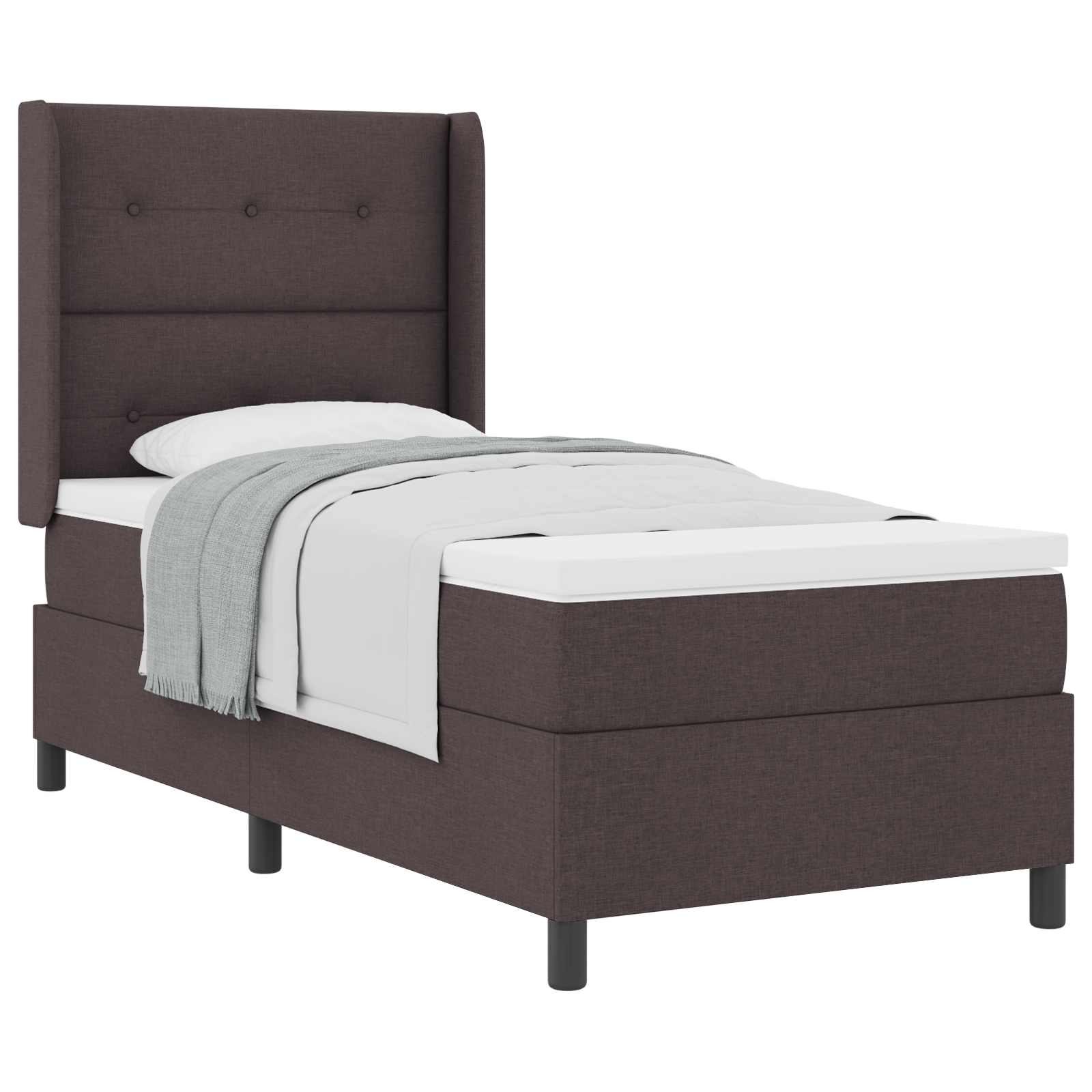Postel S Boxspringem S Polštářem Tmavě Hnědá 200 X 80 Cm Textil
