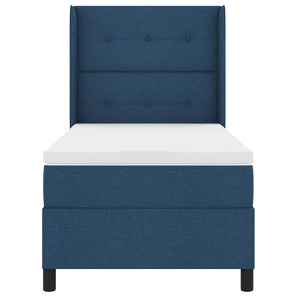 Postel S Boxspringem S Polštářem Modrá 200 X 80 Cm Textil