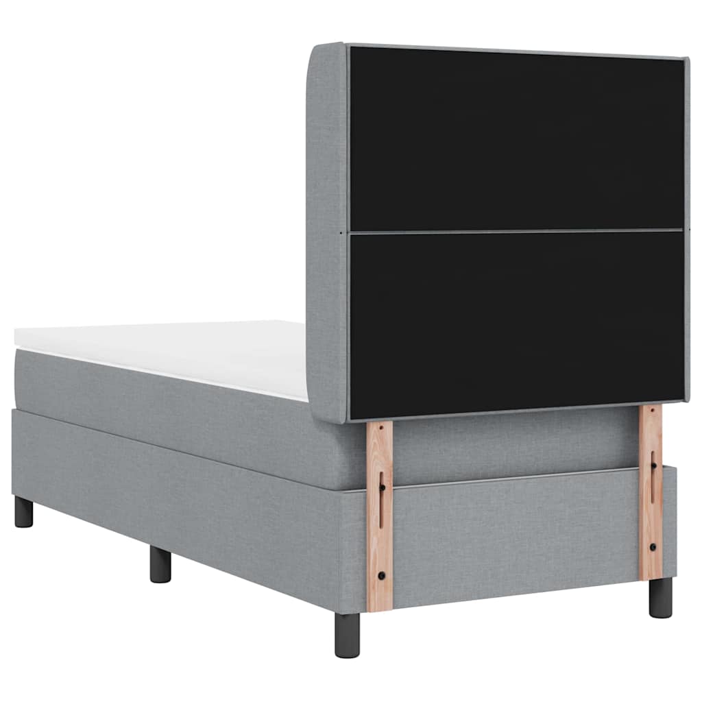 Postel S Boxspringem S Polštářem Světle Šedá 190 X 90 Cm Textil