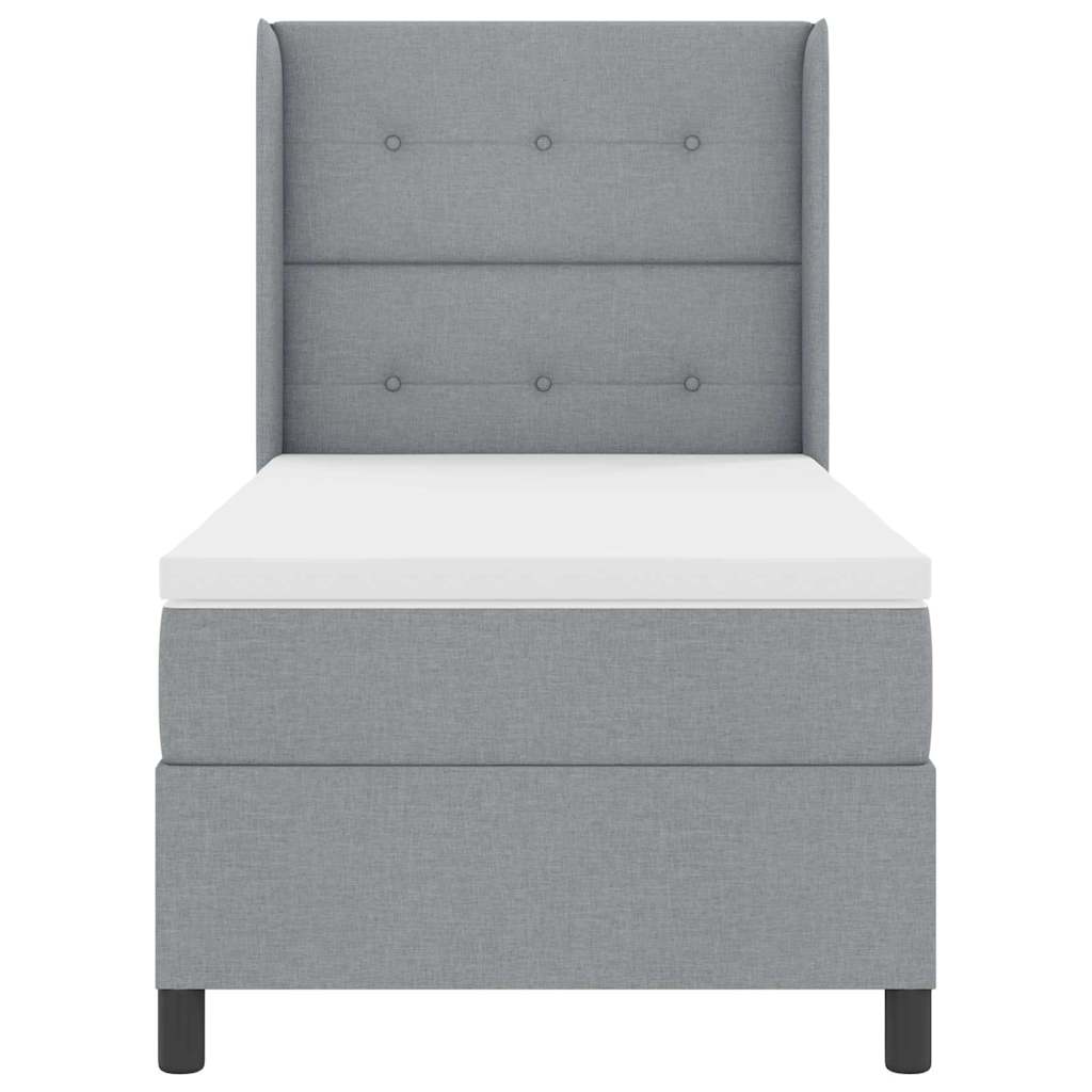 Postel S Boxspringem S Polštářem Světle Šedá 190 X 90 Cm Textil