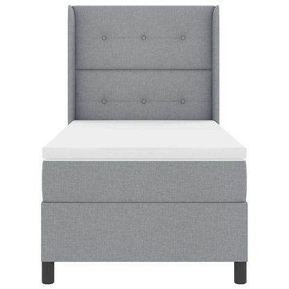 Postel S Boxspringem S Polštářem Světle Šedá 190 X 90 Cm Textil
