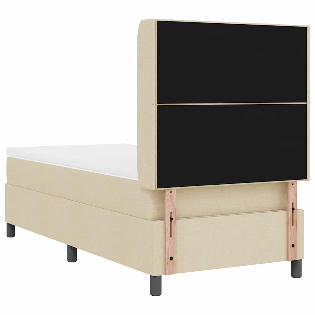Postel S Boxspringem S Polštářem Krémová 190 X 90 Cm Textil