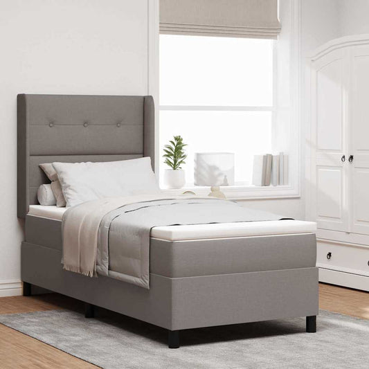 Postel S Boxspringem S Polštářem Taupe 200 X 100 Cm Textil