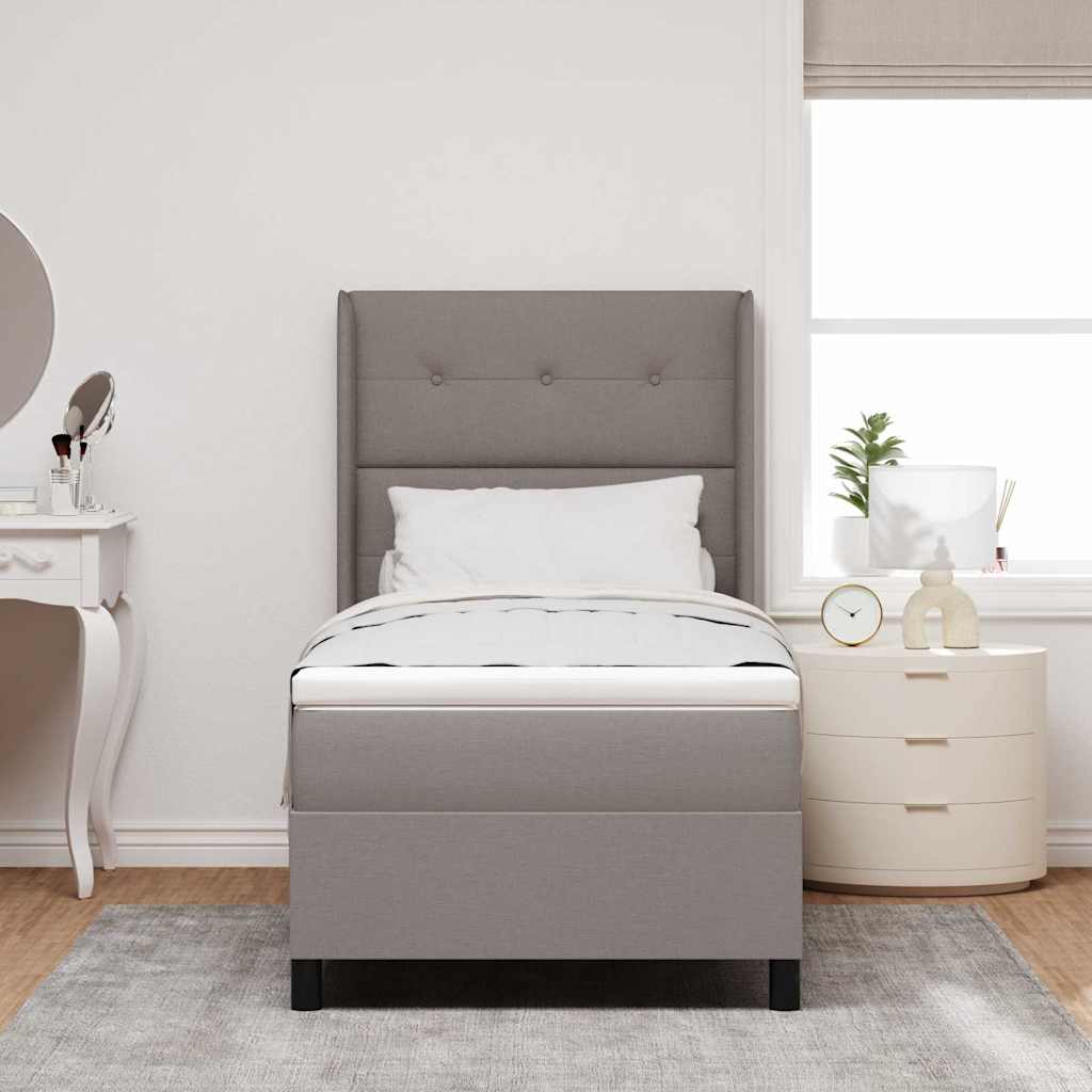 Postel S Boxspringem S Polštářem Taupe 200 X 100 Cm Textil