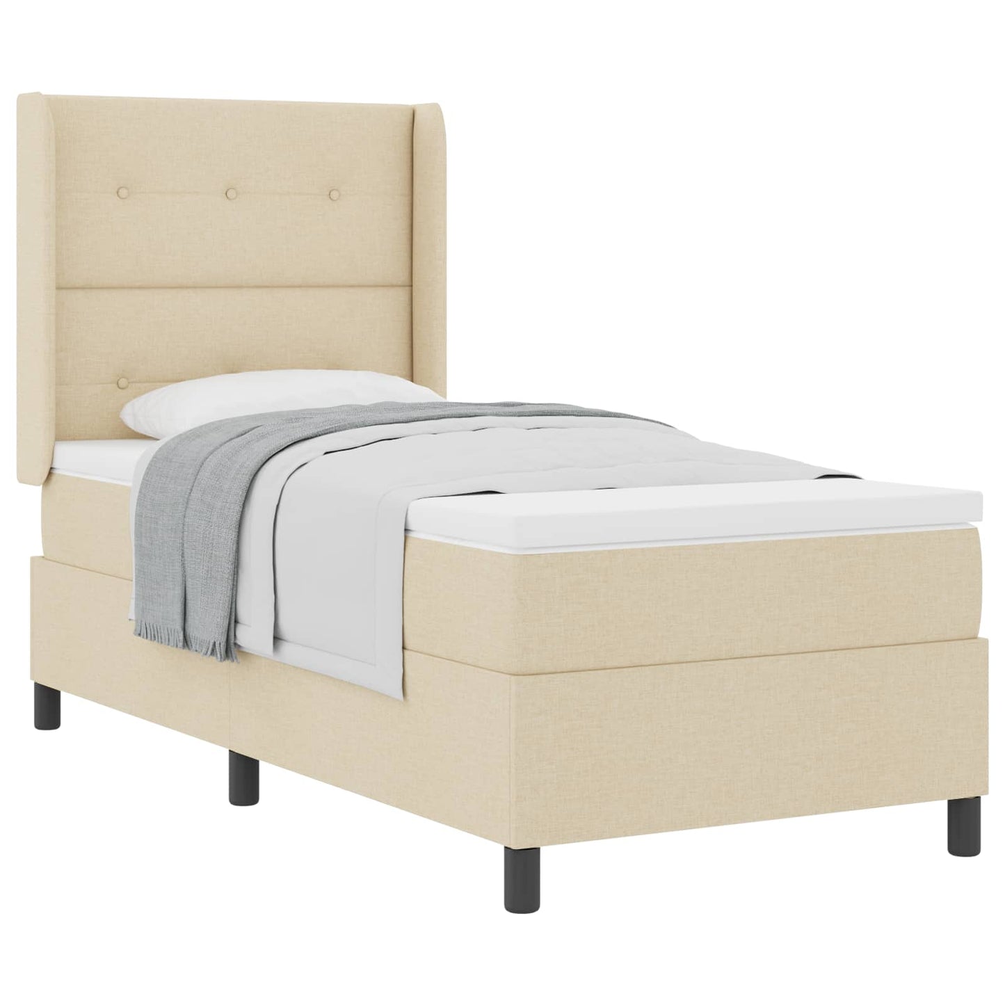 Postel S Boxspringem S Polštářem Krémová 200 X 100 Cm Textil