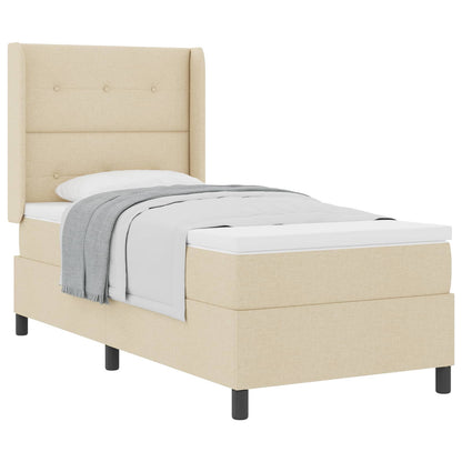 Postel S Boxspringem S Polštářem Krémová 200 X 100 Cm Textil