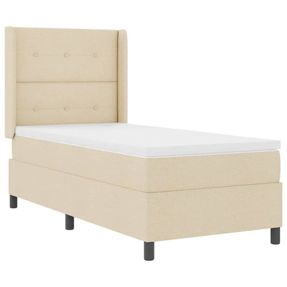 Postel S Boxspringem S Polštářem Krémová 200 X 100 Cm Textil