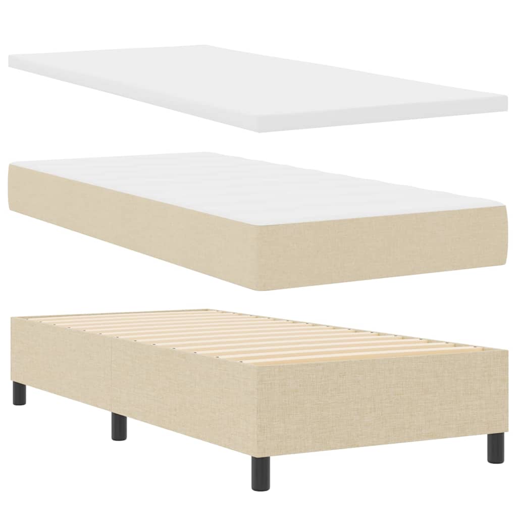 Postel S Boxspringem S Polštářem Krémová 200 X 100 Cm Textil