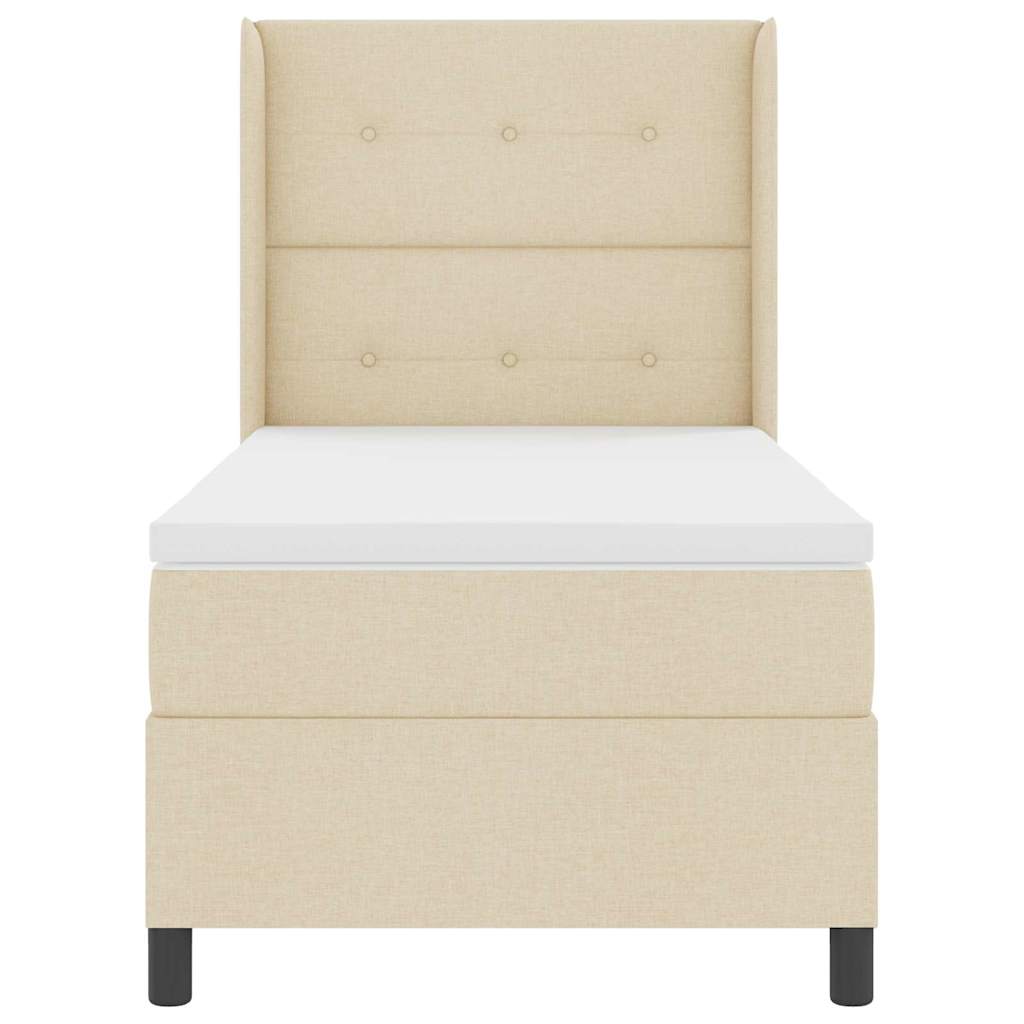 Postel S Boxspringem S Polštářem Krémová 200 X 100 Cm Textil