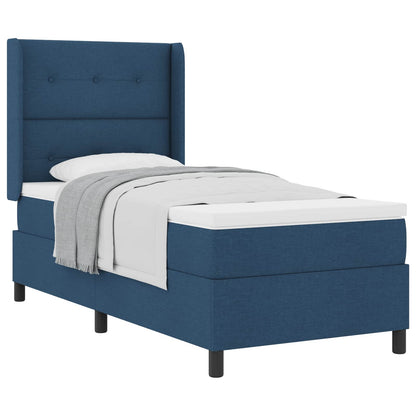 Postel S Boxspringem S Polštářem Modrá 200 X 100 Cm Textil