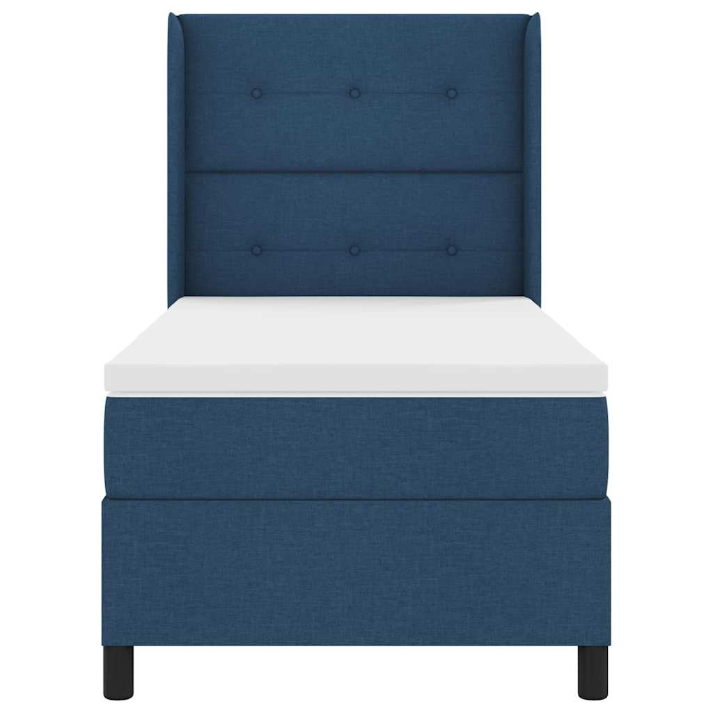 Postel S Boxspringem S Polštářem Modrá 200 X 100 Cm Textil