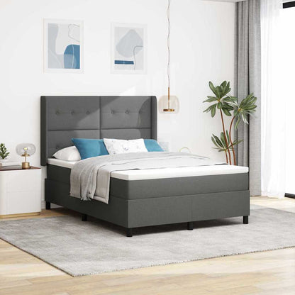 Postel S Boxspringem S Polštářem Tmavě Šedá 190 X 140 Cm Textil
