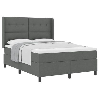 Postel S Boxspringem S Polštářem Tmavě Šedá 190 X 140 Cm Textil