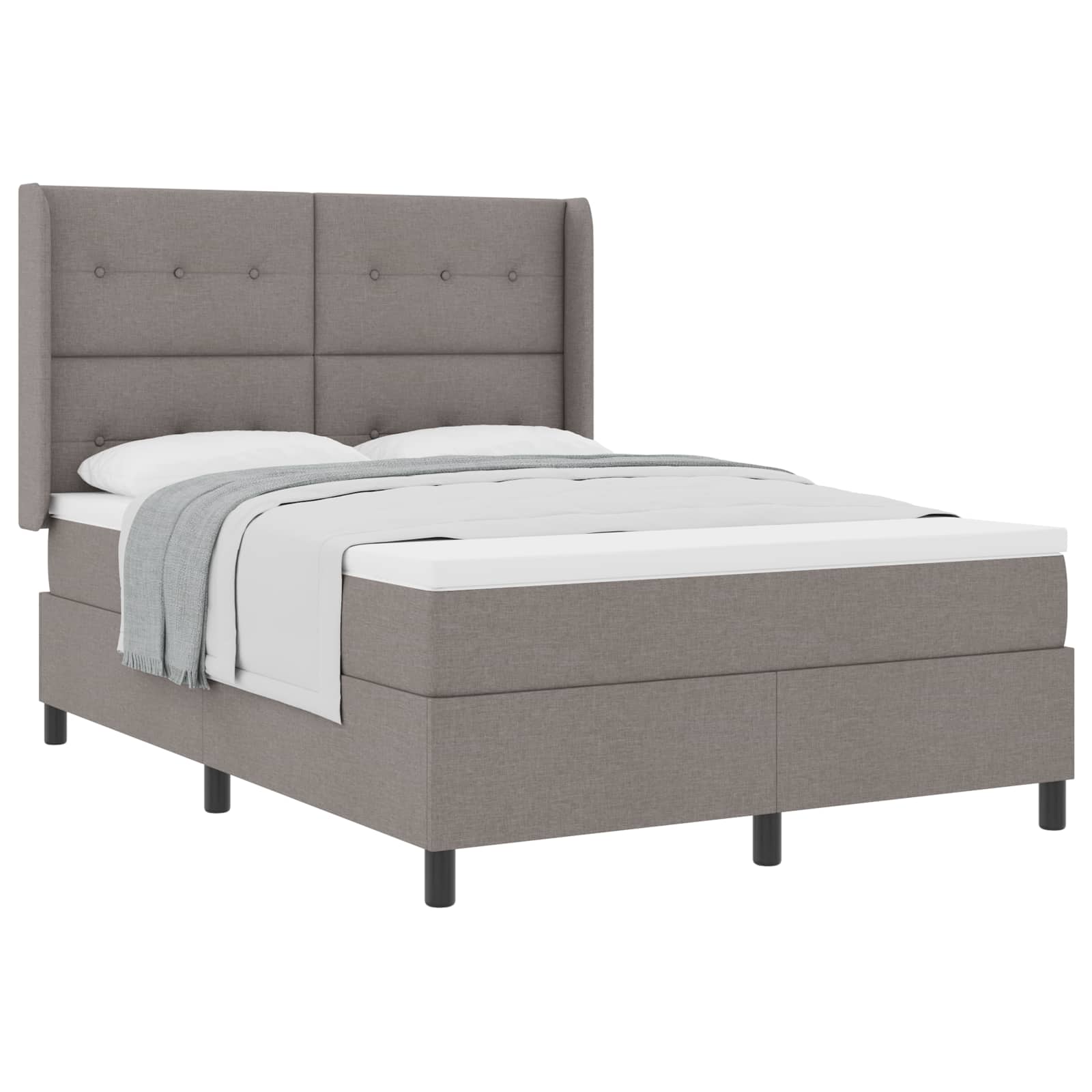 Postel S Boxspringem S Polštářem Taupe 190 X 140 Cm Textil