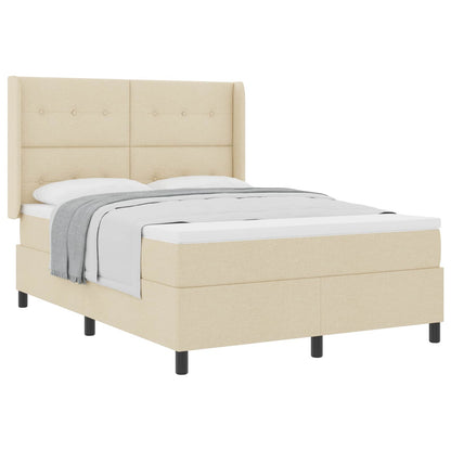 Postel S Boxspringem S Polštářem Krémová 190 X 140 Cm Textil