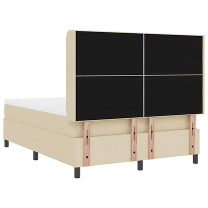 Postel S Boxspringem S Polštářem Krémová 190 X 140 Cm Textil