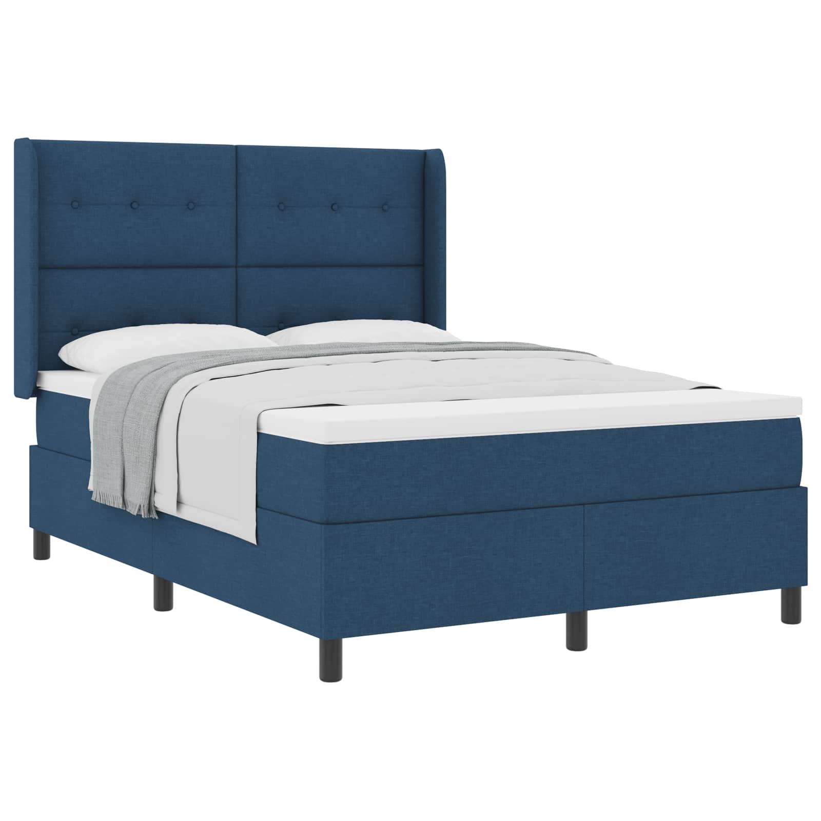 Postel S Boxspringem S Polštářem Modrá 190 X 140 Cm Textil